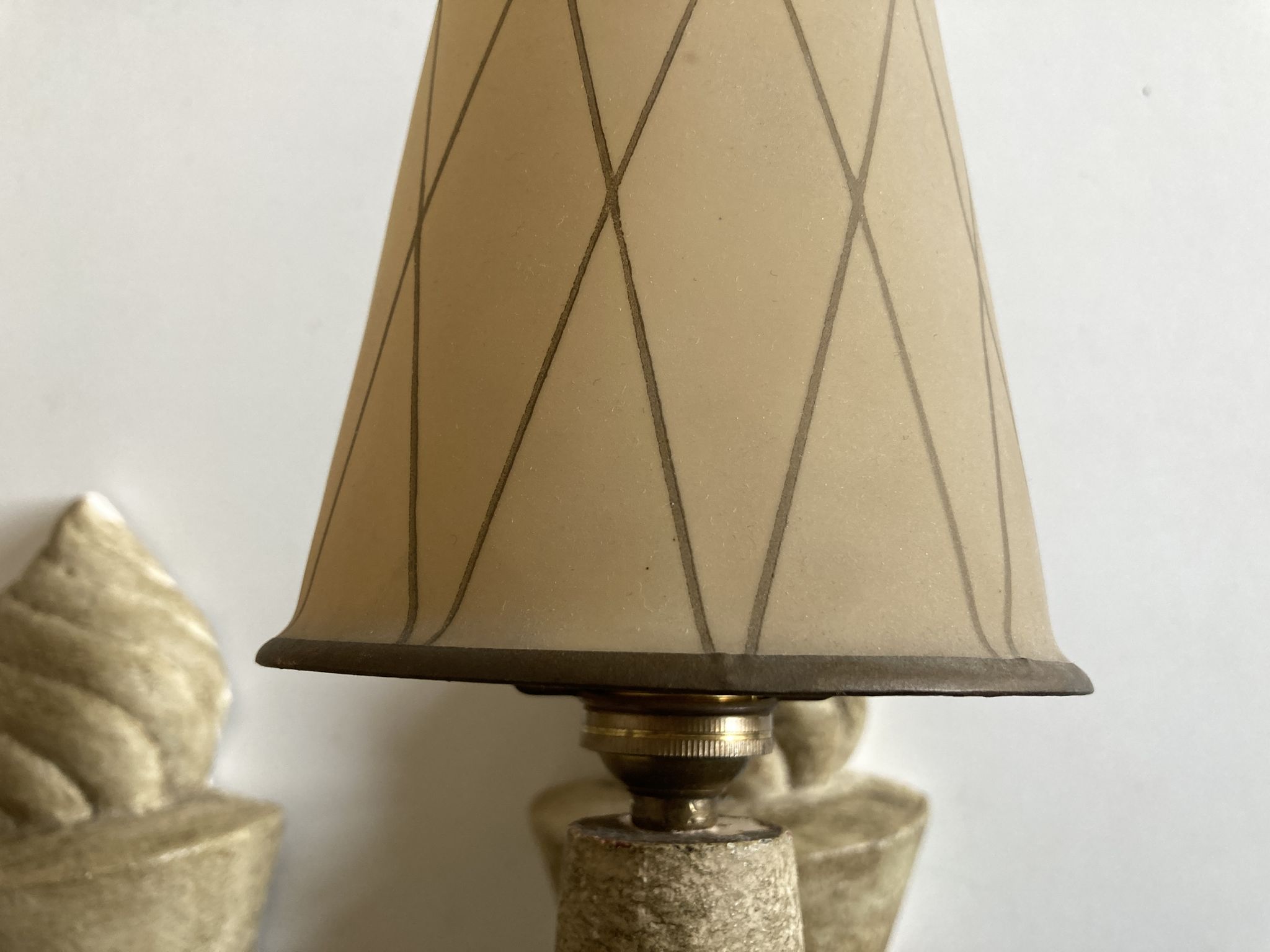Pair of Arlus torchlight wall light in art deco plaster 1950
