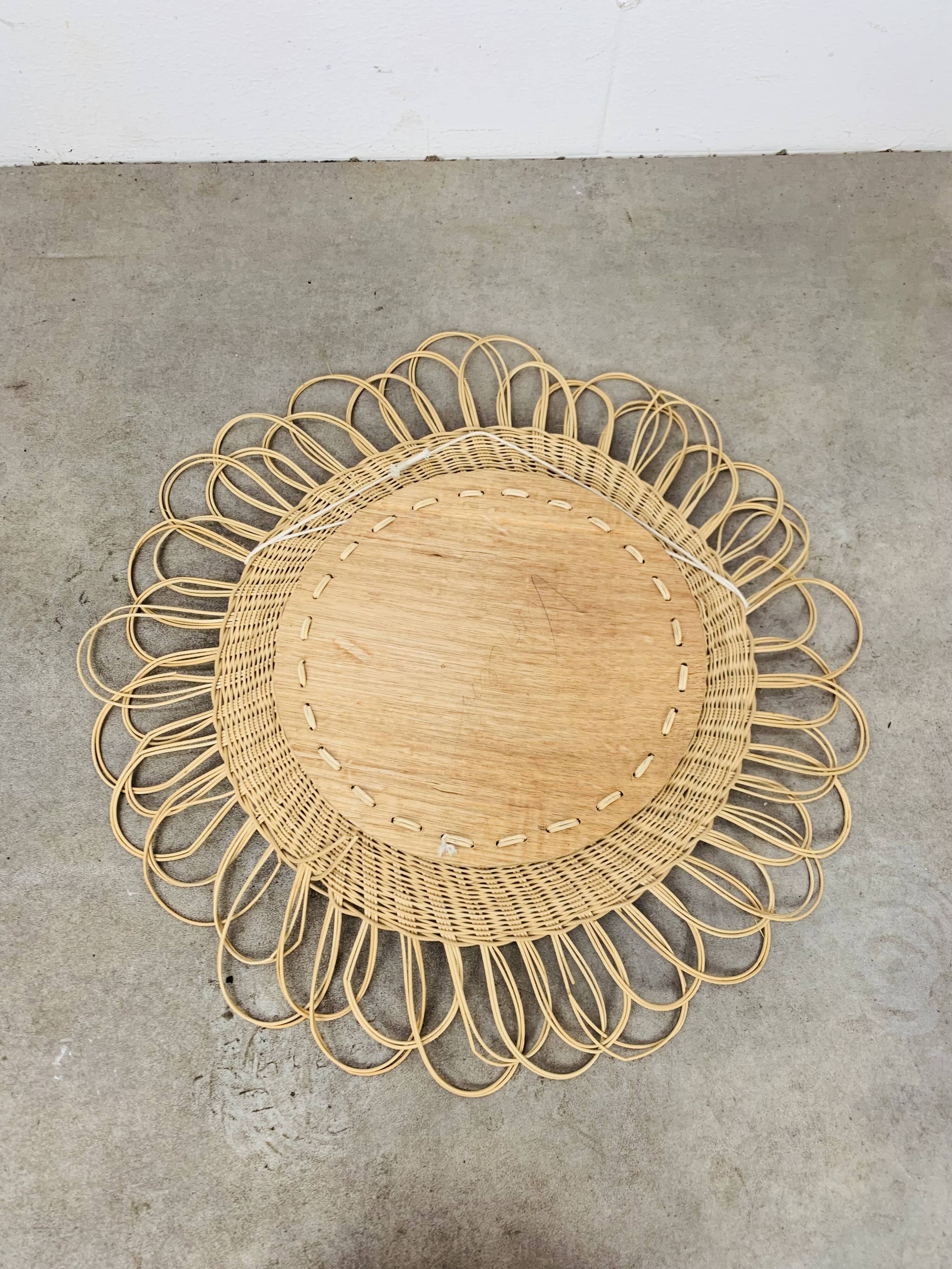 Vintage rattan sun mirror from the 60s