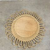 Miroir soleil rotin vintage années 60