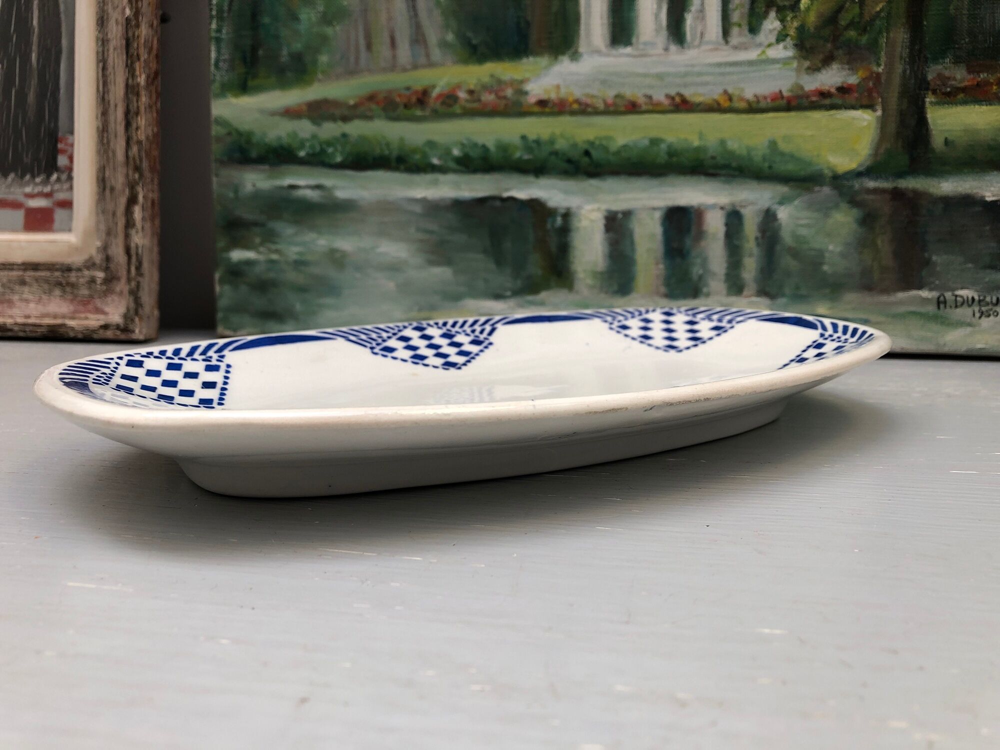Ravier dish signed Moulin des loups Hamage Orchies Nord France model Pantin