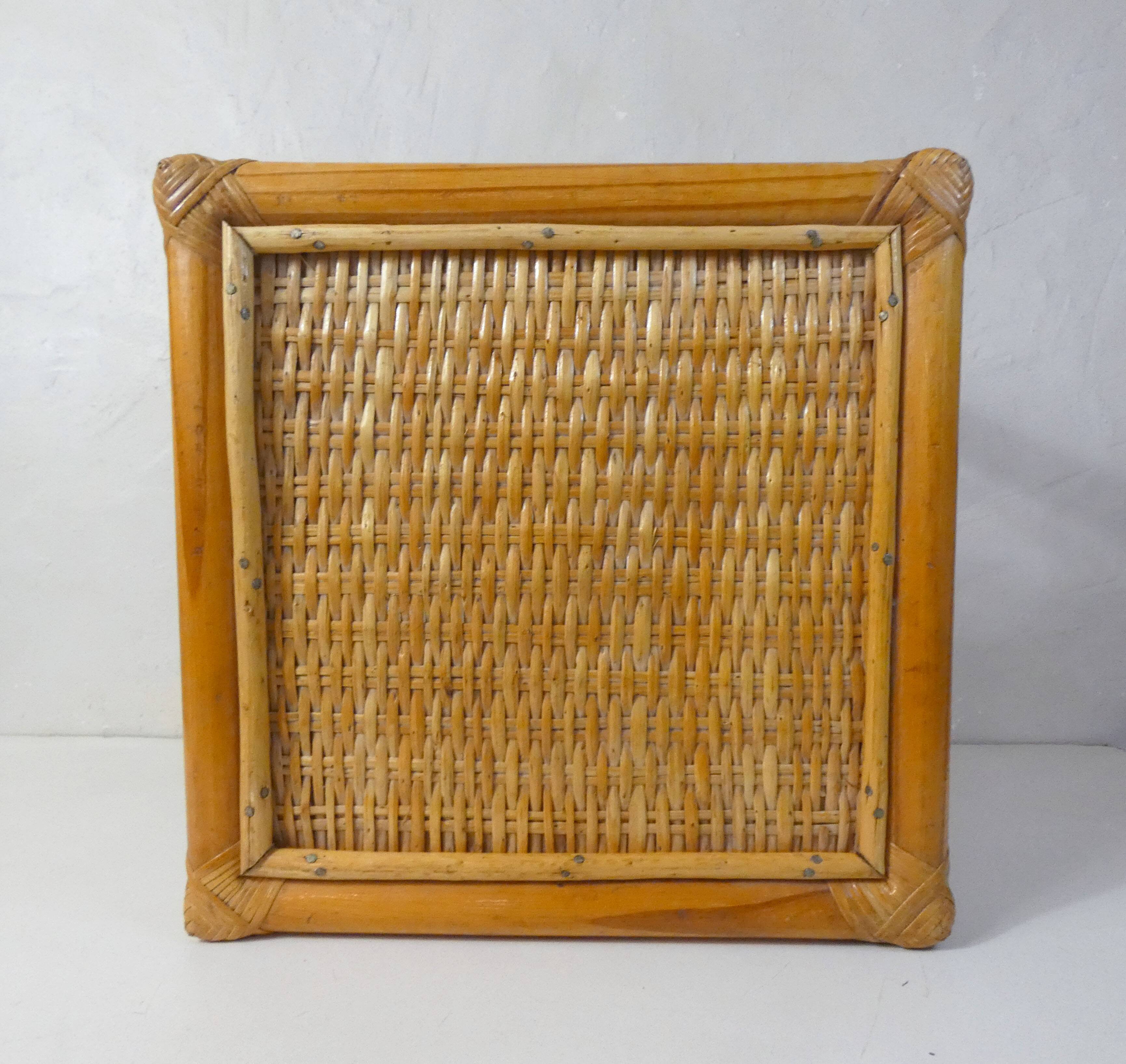 Vintage rattan sofa side table