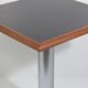 Square bistro dining table, wood, chrome and cast iron