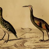 Original ornithological plate " Marouette - Caurale - &c... Buffon (1837)
