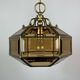 Suspension en cristal hexagonal diamanté en laiton doré, Italie, années 1960