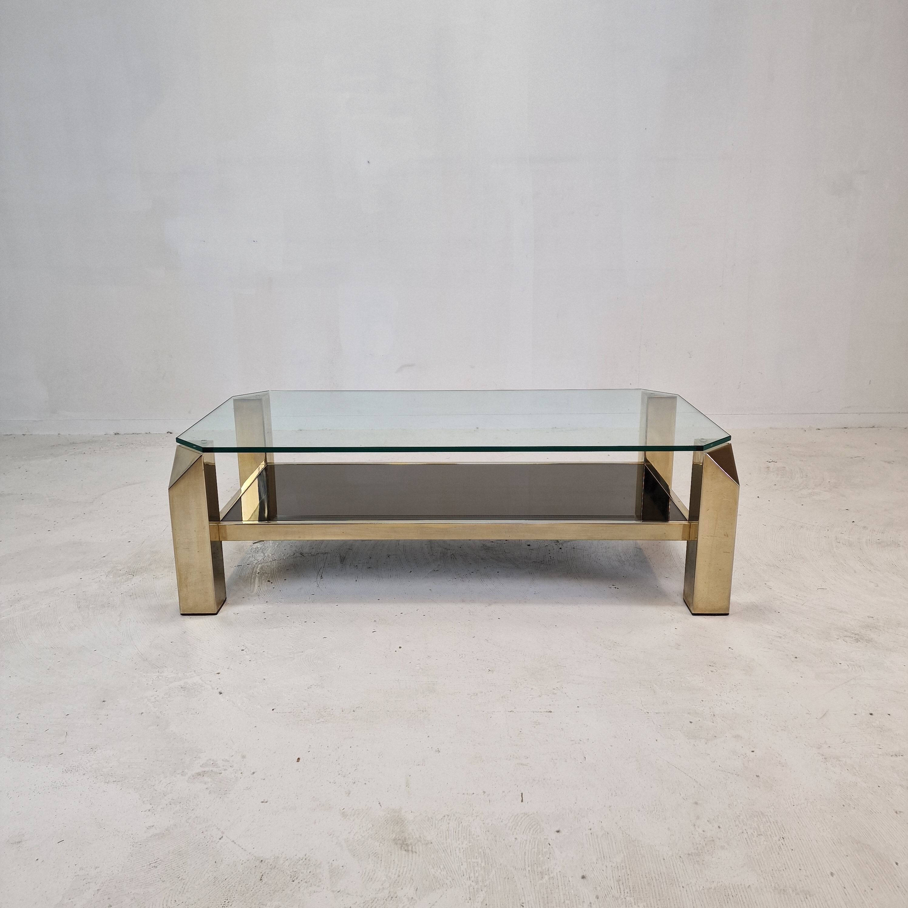 Belgo chrom coffee table 23kt gold plated, 1970's