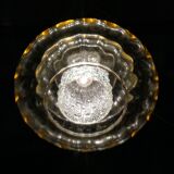 Scandinavian-style pendant lamp in glass and wood, 1970