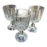 3 wine/water glasses 13.5 cm Cristal d'Arques model Louvre Vintage