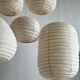 Suspension en rotin et lin naturel japonisante en forme de goutte