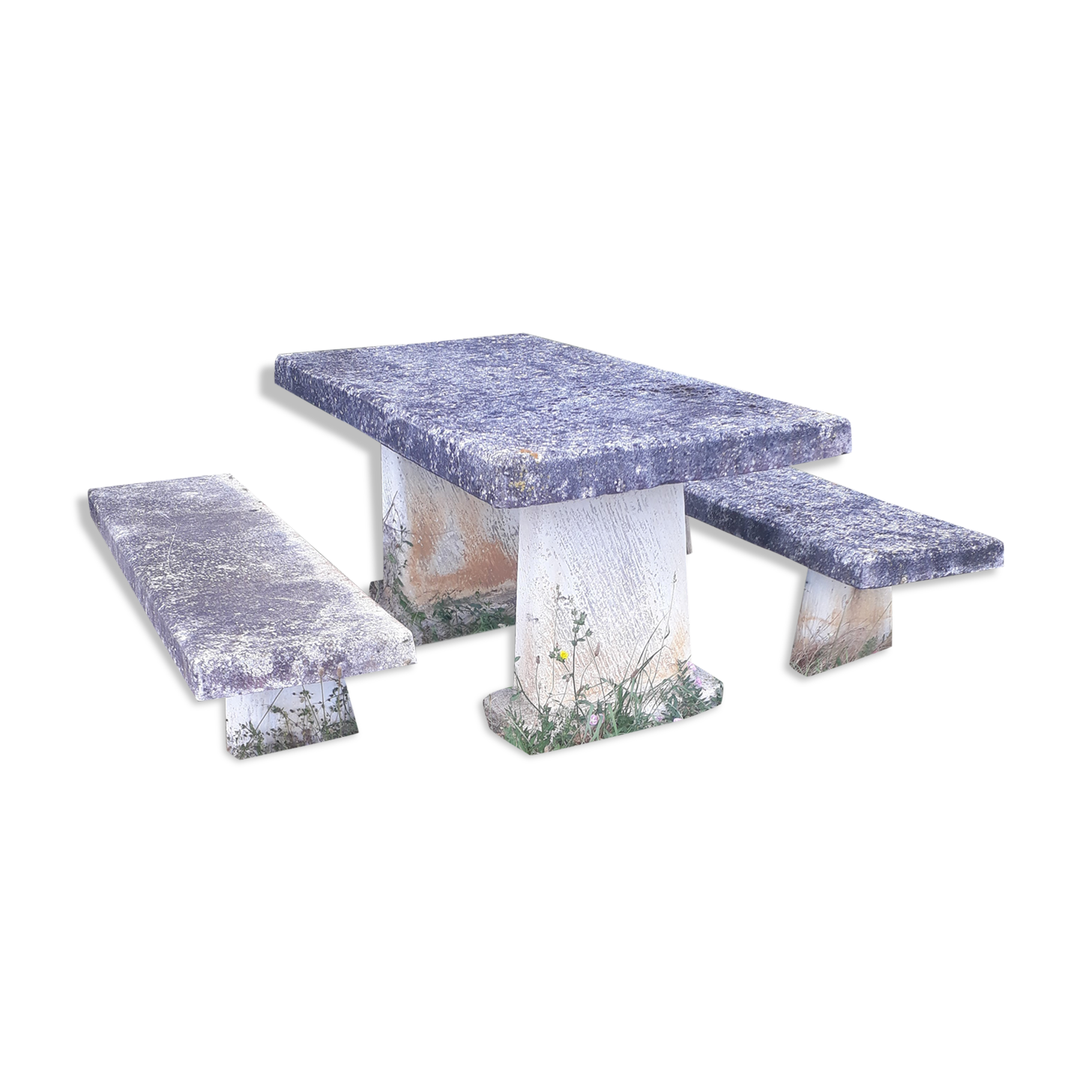 Table de jardin béton et bancs