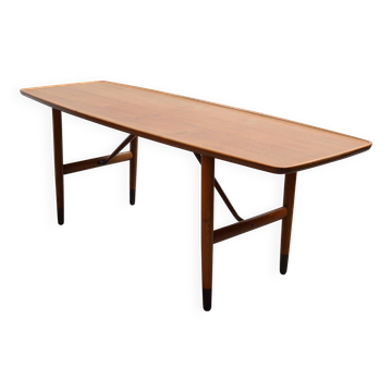 Anton Kildeberg coffee table (attributed), walnut and brass, Denmark 1950s-60s.