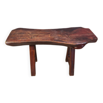 Solid wood brutalist dining table by Mobichalet, 1960s