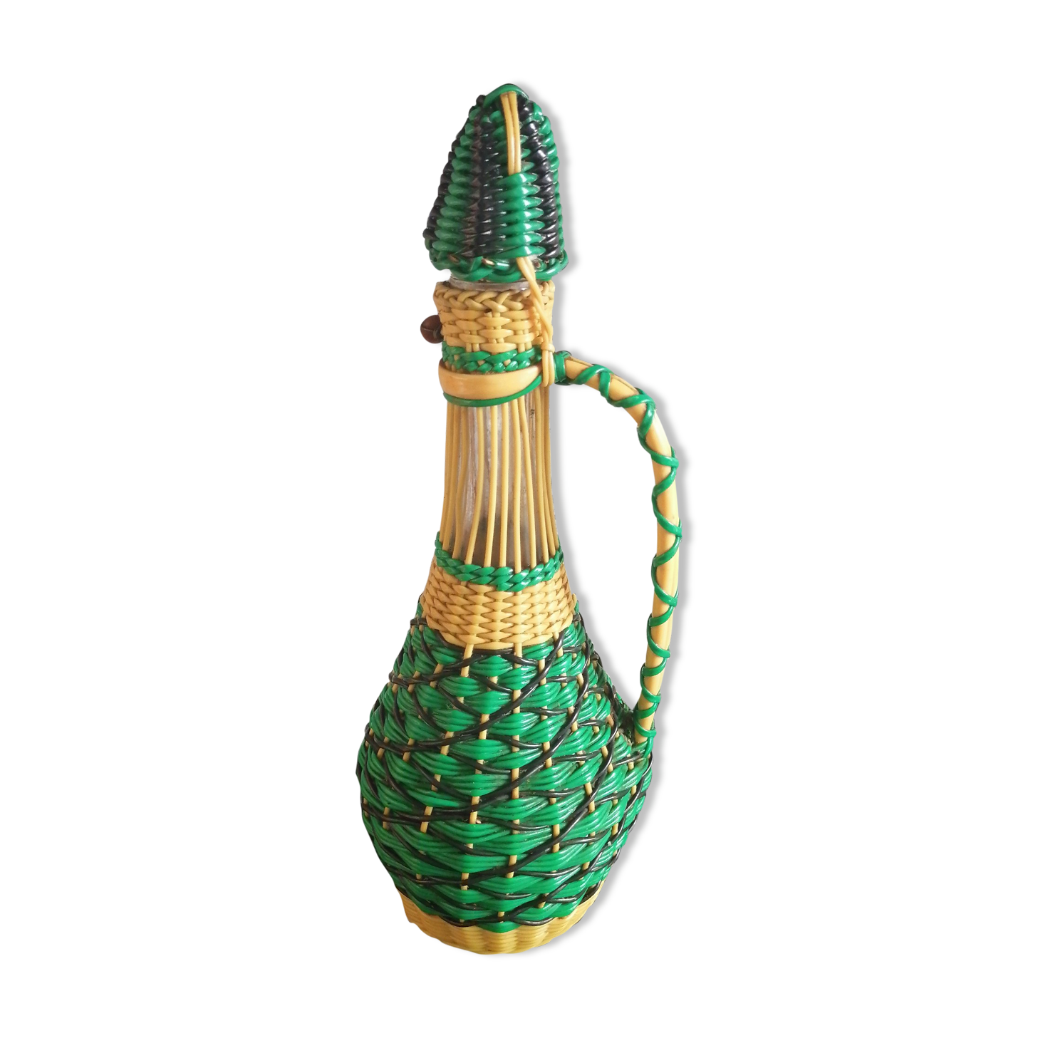 Bottle carafe scoubidou 1950 60