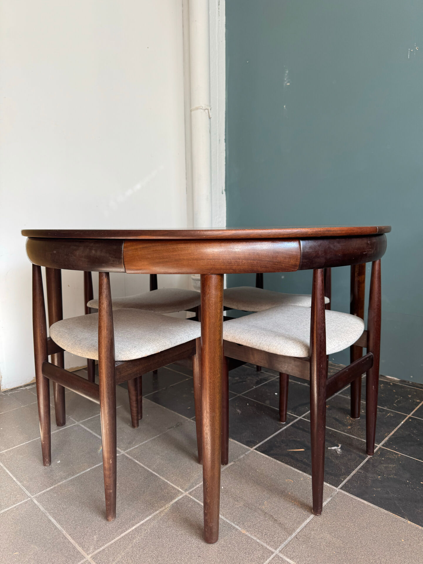 Rare Hans Olsen Roundette dining set, Denmark (1960s)