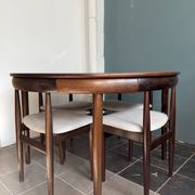 Rare Roundette dining room set by Hans Olsen, Denmark (1960s)