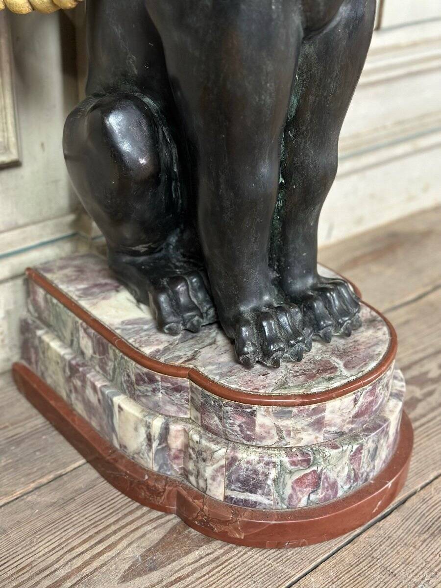 Pair of marble and bronze console tables, Italy, circa 1930