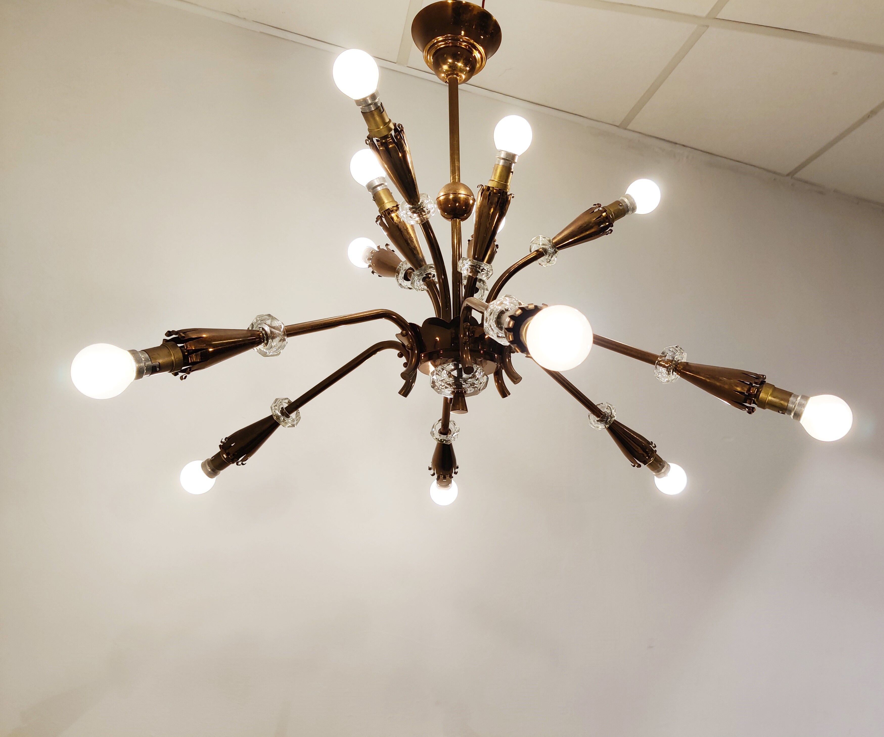 Mid century copper chandelier, 1950s