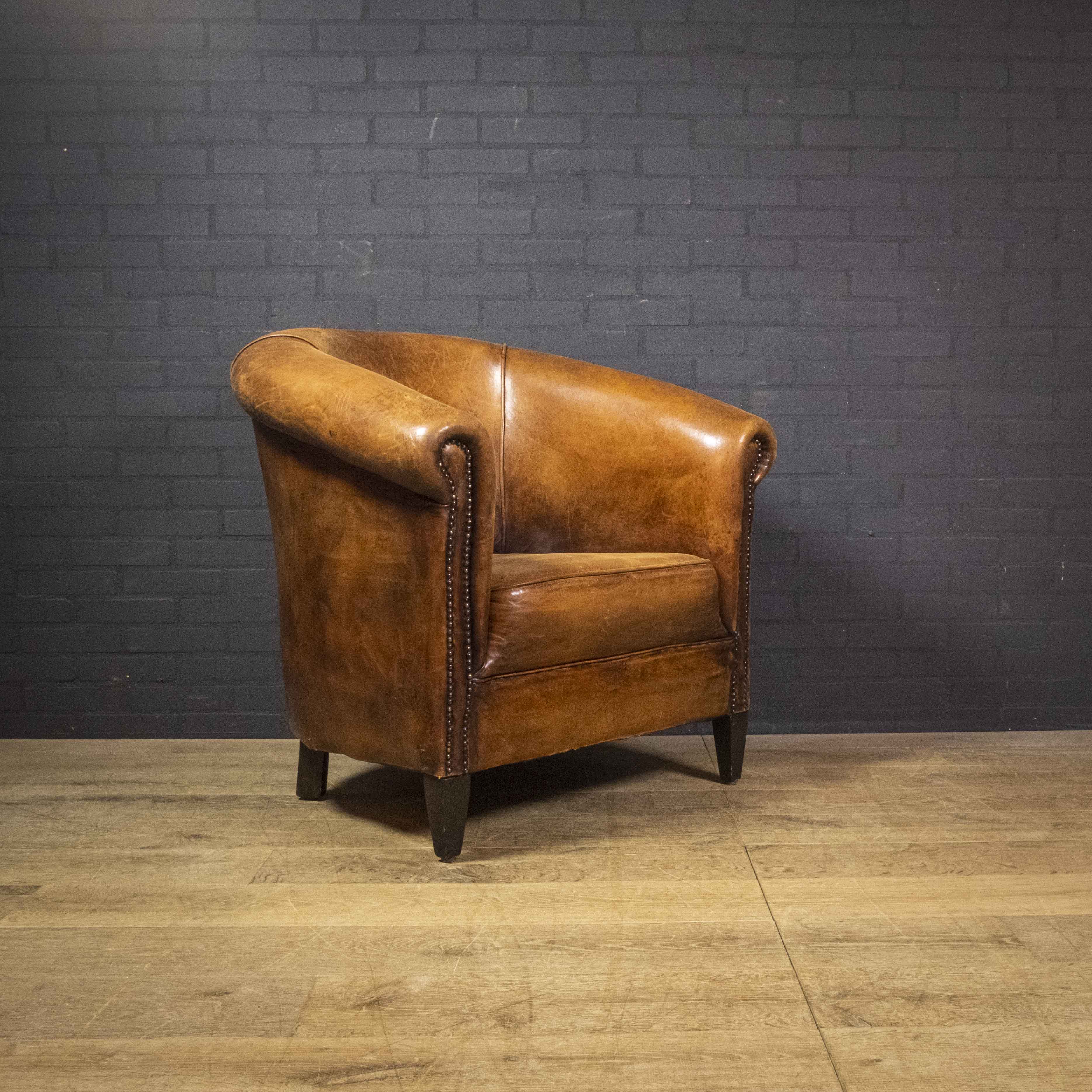 Vintage armchair cuir de mouton