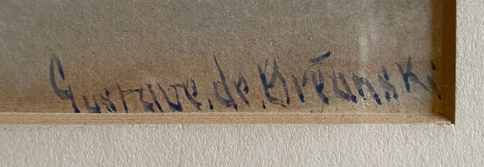 Marine watercolor painting by Gustave de Breanski (c.1856-1898)