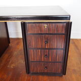Bureau Art Déco double face en ébène de macassar et bois noirci