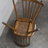 Pair of Baumann Menuet chairs, Honey patina, White vinyl seats