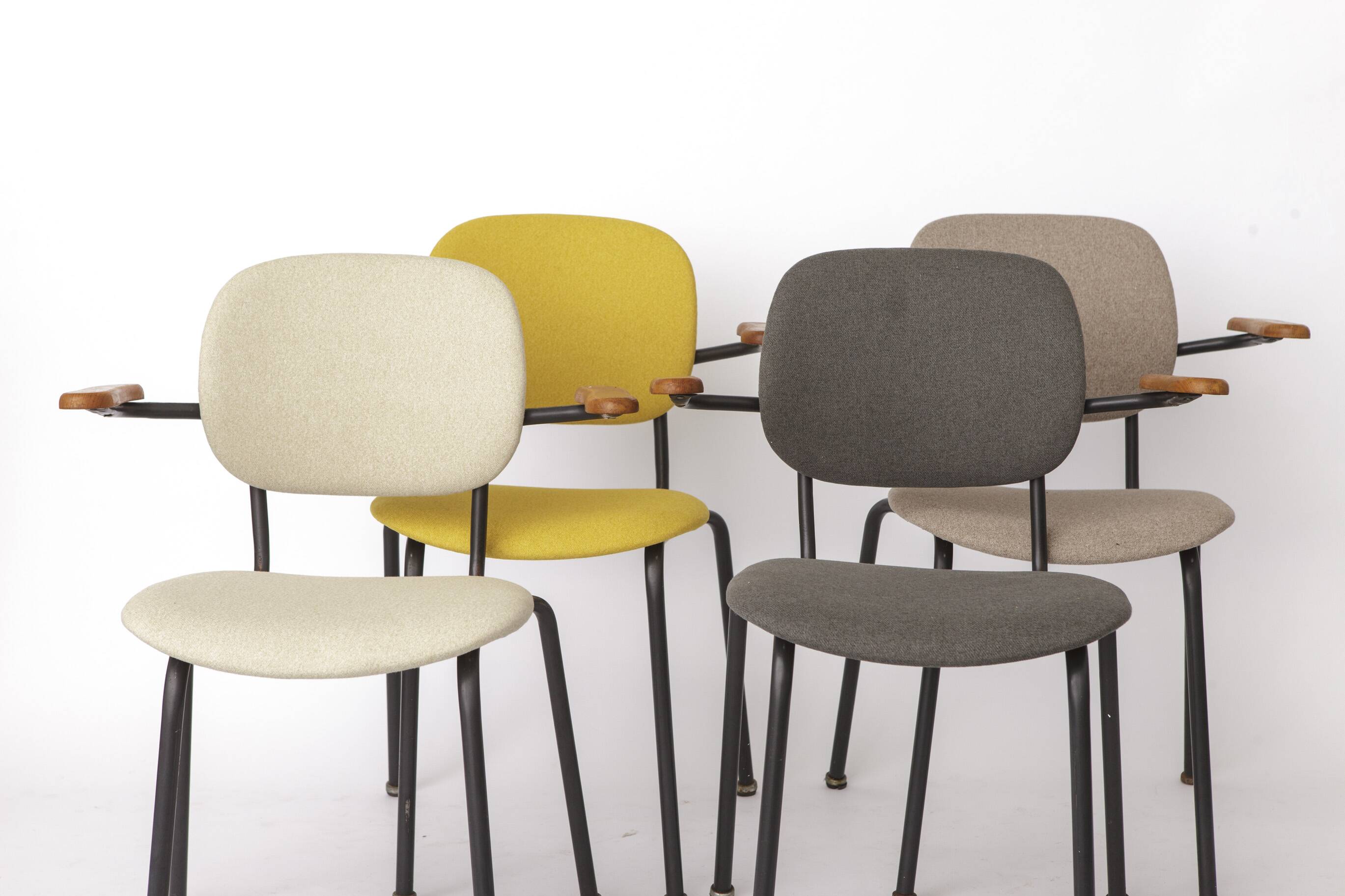 Set of 4 Vintage Armchairs 1950s Germany, Mid Century Modern Dining Chairs