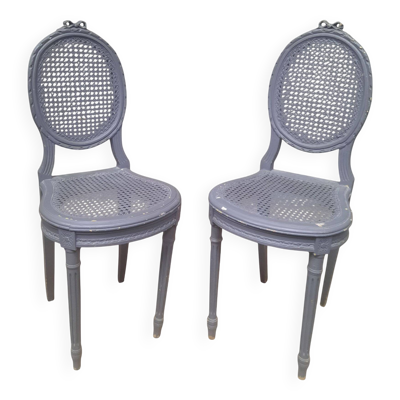 Paire de chaise cannees