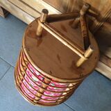 Rattan-work basket with vintage fabric