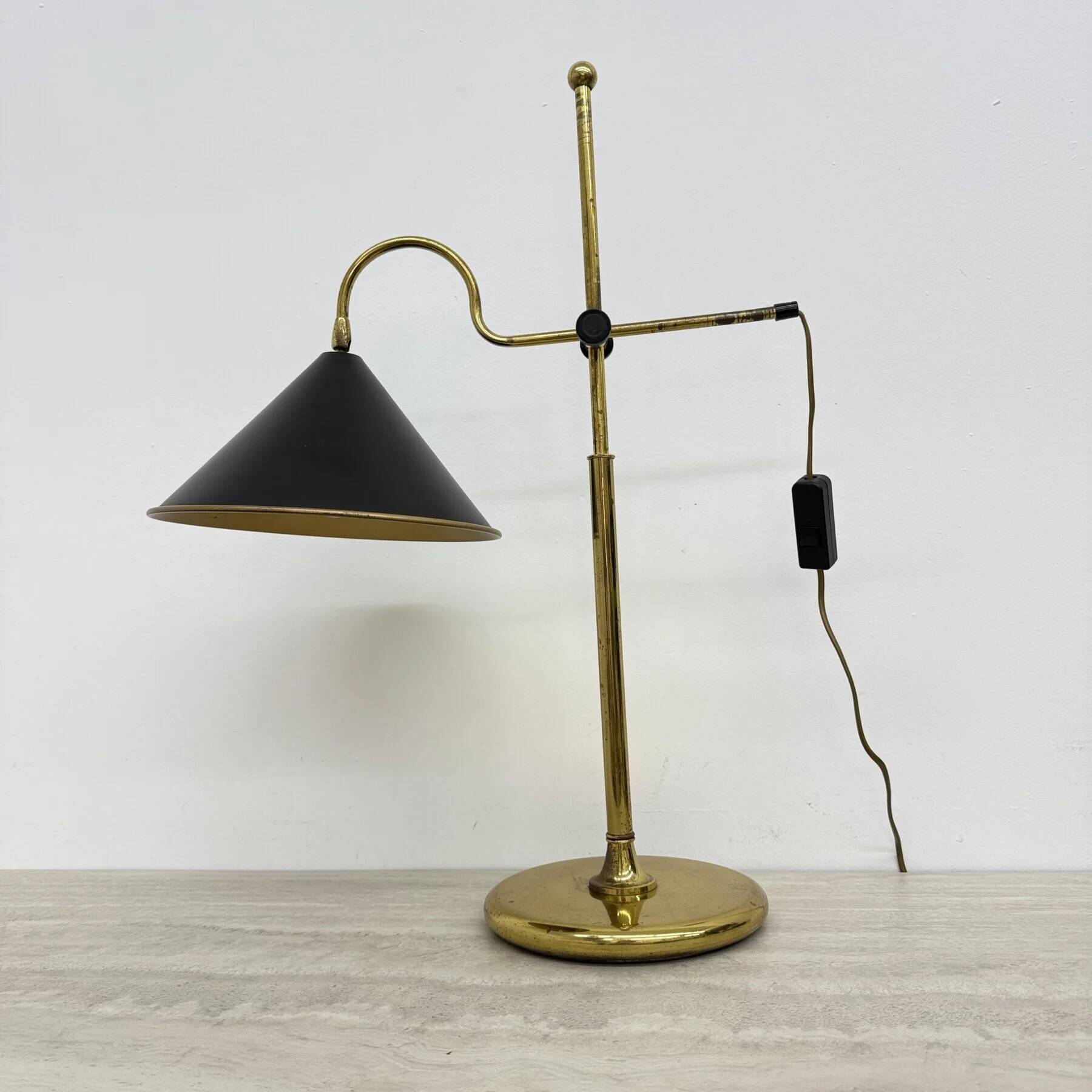 Mid-century adjustable brass desk lamp, 1970s