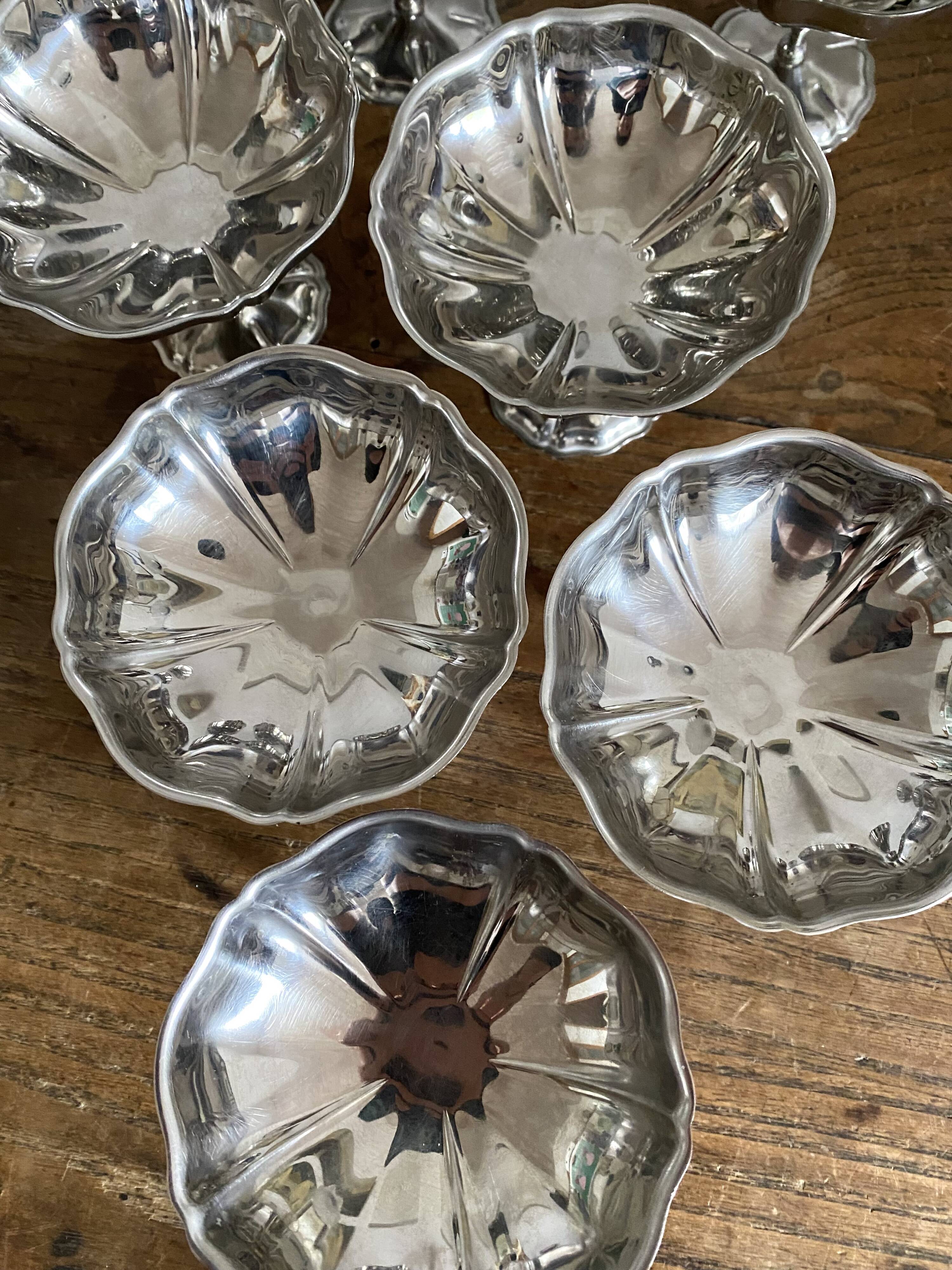 Large stainless steel stemmed bowls