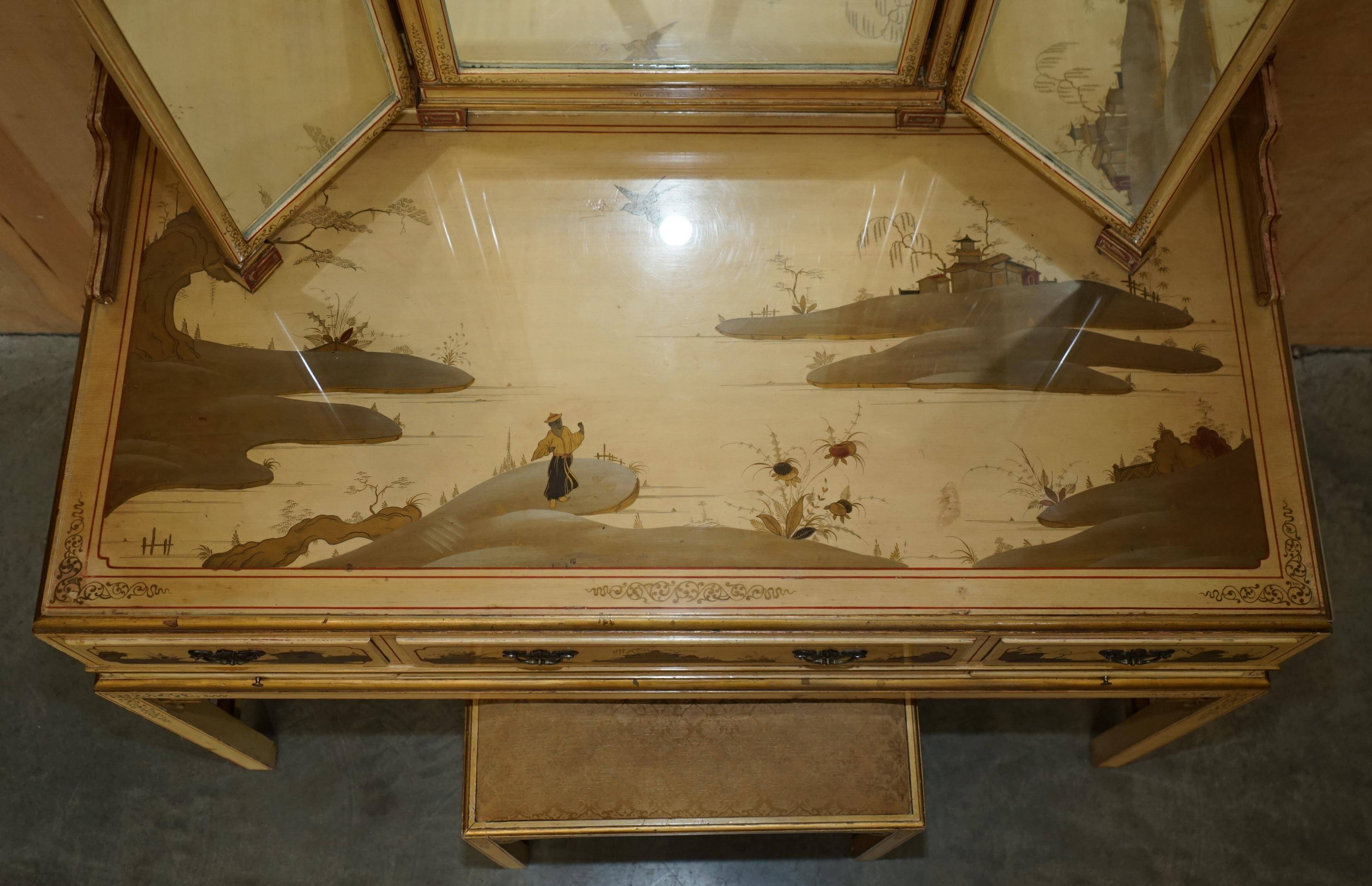 Chinoiserie dressing table in walnut with stool