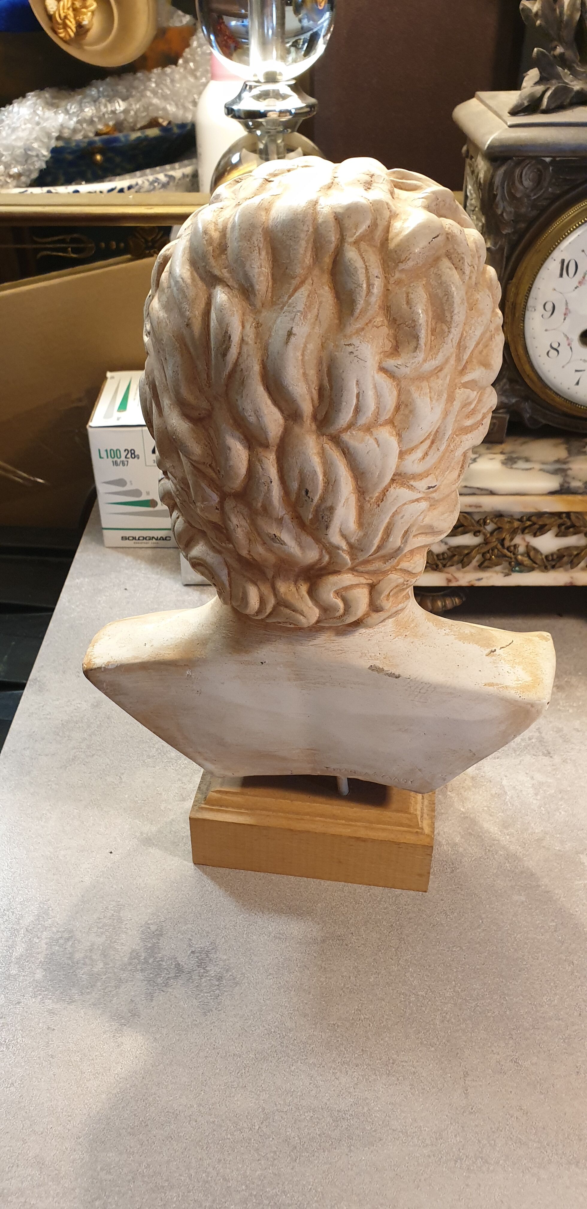 Mythological bust patinated plaster