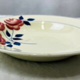 Vintage hollow round dish décor flowers HBCM pink red