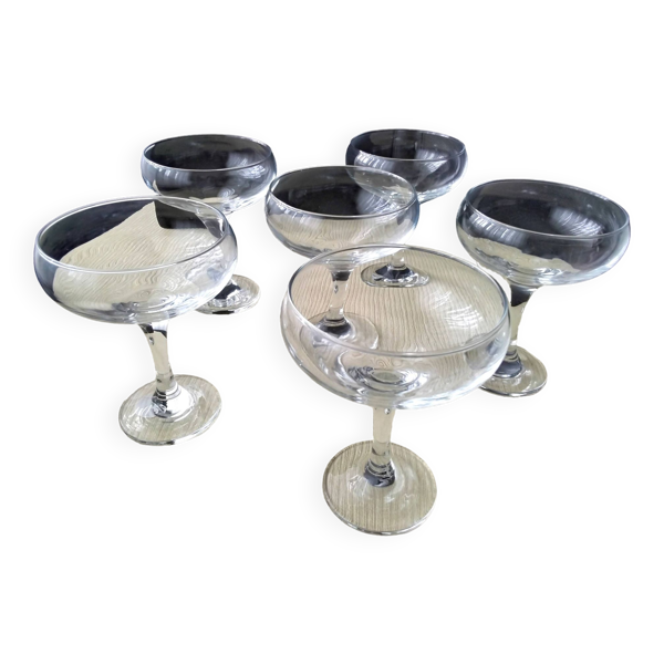 6 Grandes coupes à champagne en verre uni ou pour entrée ou dessert