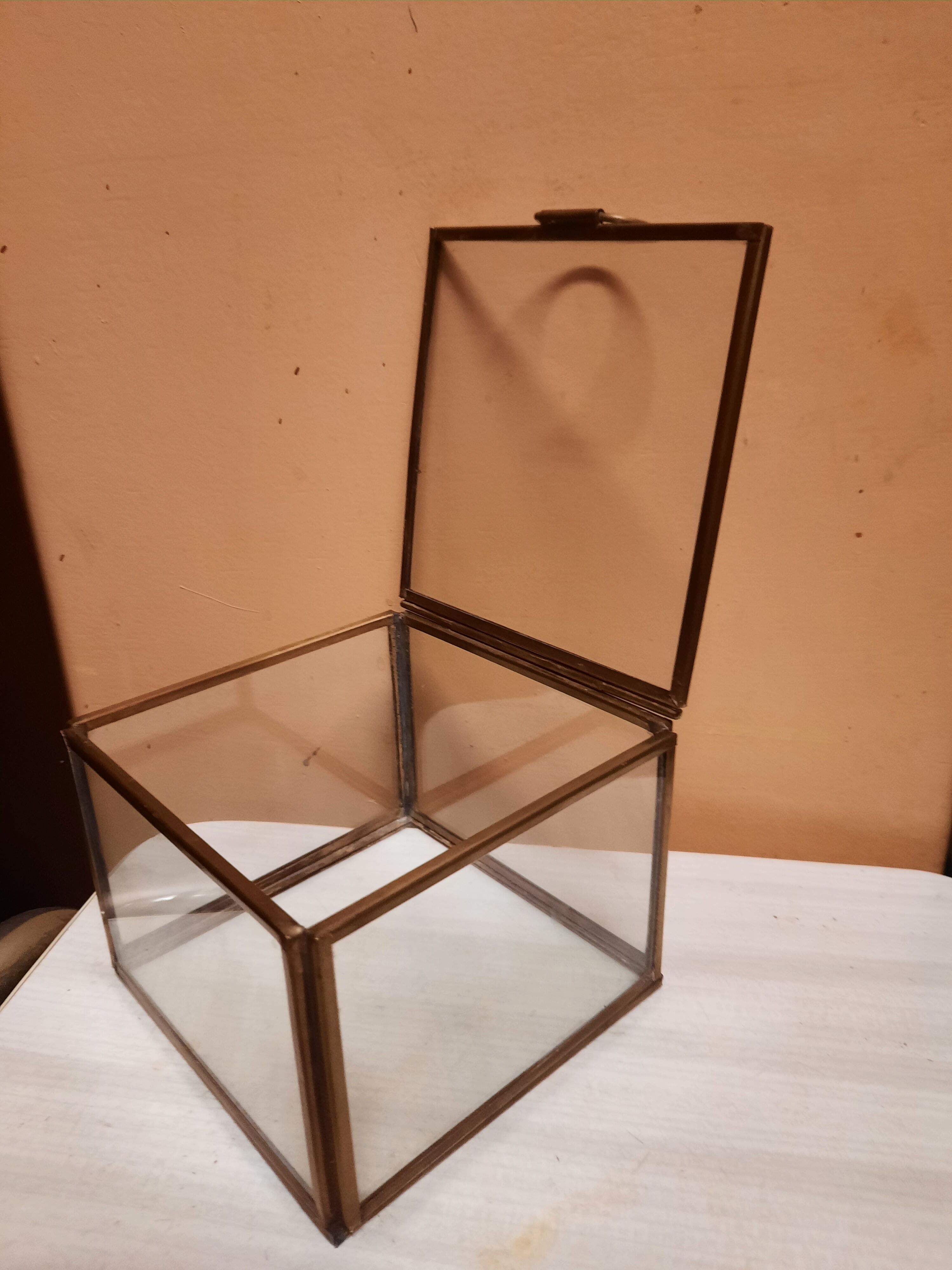 Glass and brass showcase box