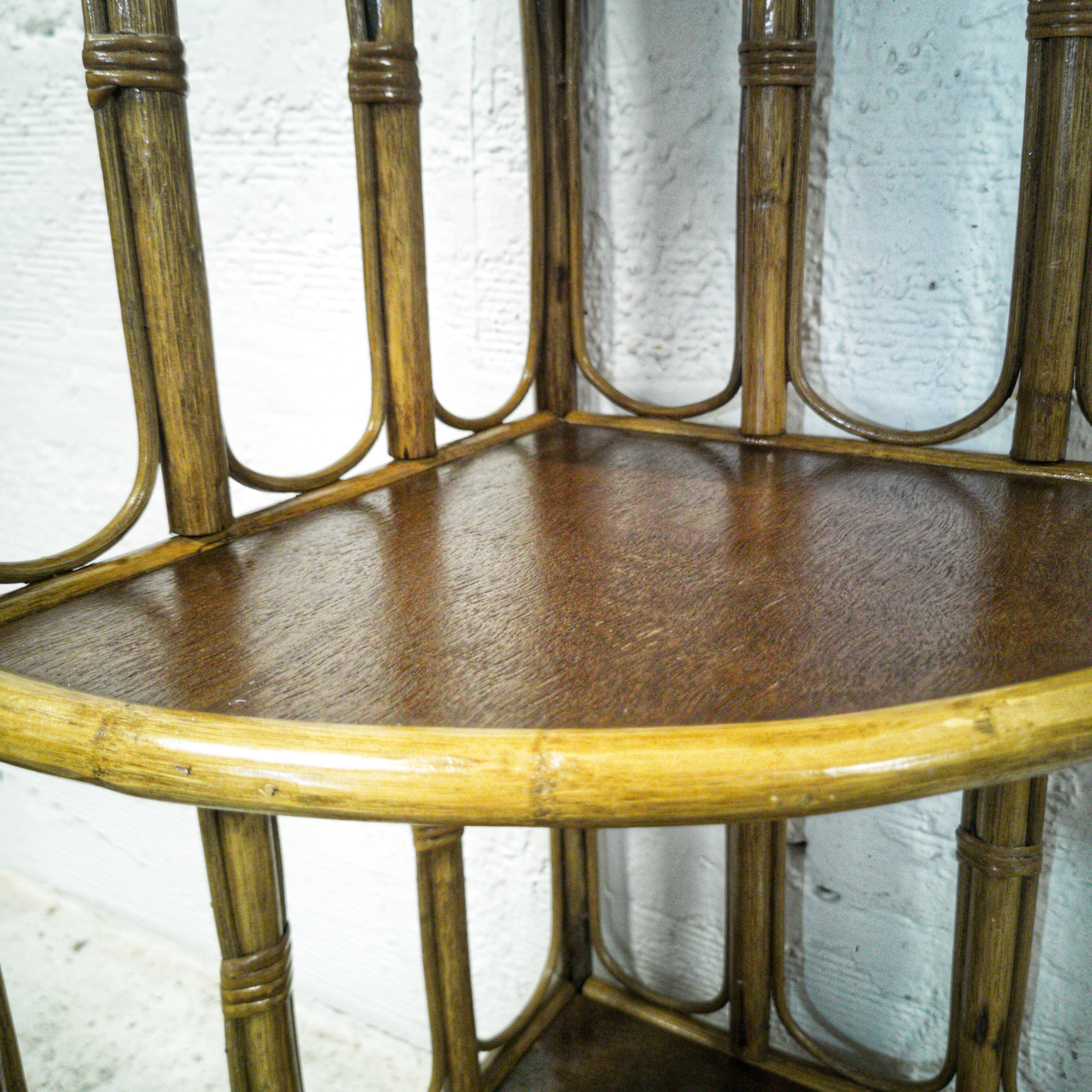 Rattan corner shelf