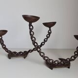 Pair of brutalist wrought iron candlesticks or lamp / Franz West style / 70s / vintage / artisanal work / Mid-Century