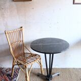 Round bistro table in black marble from the 1950s