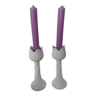 Two tulip candle holders
