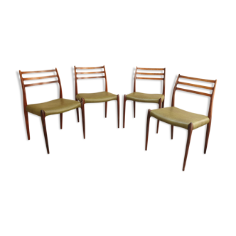 Set of 4 chairs model 78 by Niels Otto Moller for JL Mollers