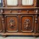 Renaissance castle library in walnut, half-moon shape, circa 1850