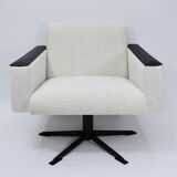 Fauteuil vintage Deutsche Democratic Republic DDR, années 1960, Bouclé blanc