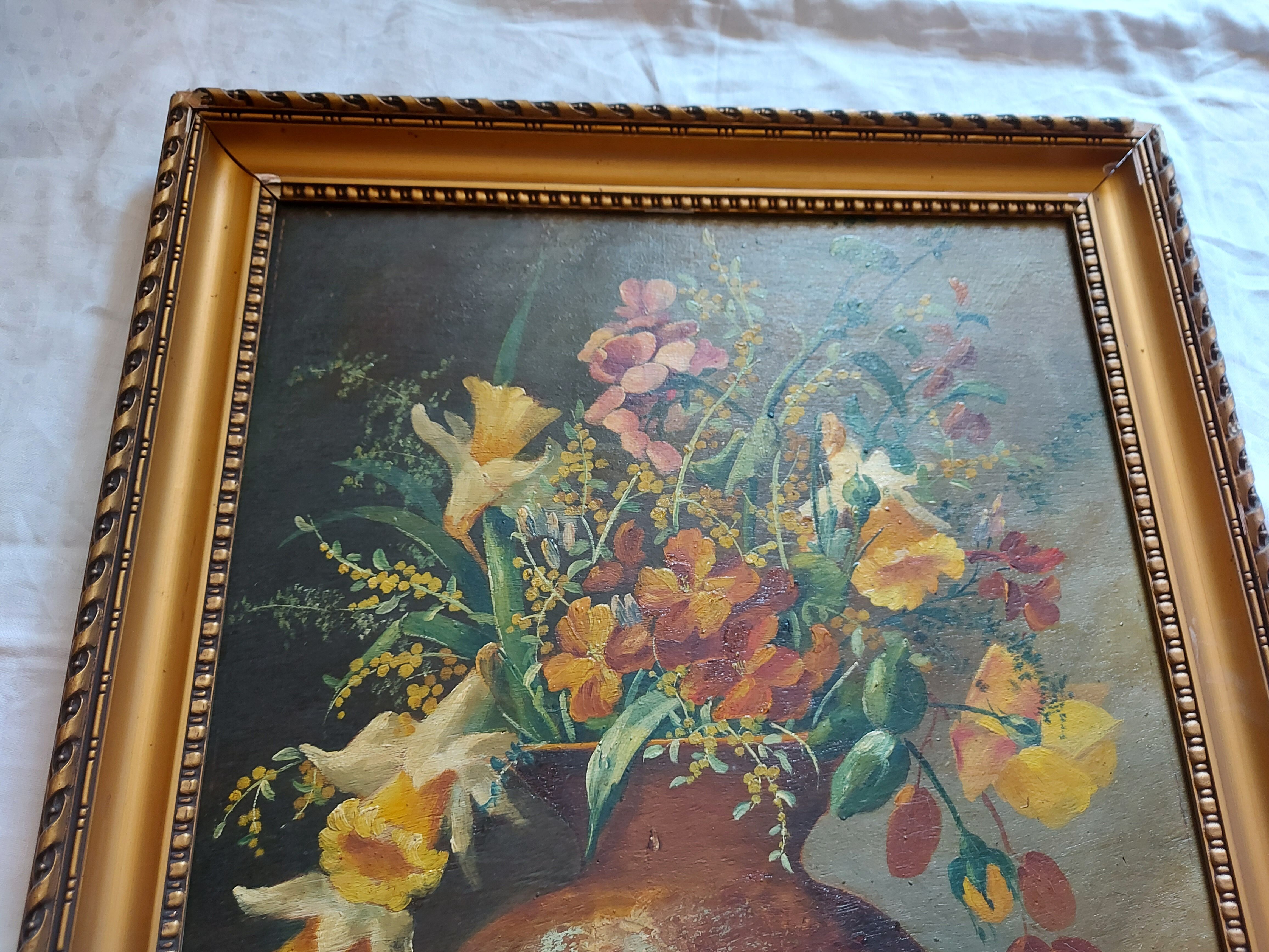 Oil on canvas, bouquet of flowers signed Foncier