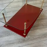 Vintage glass and brass coffee table