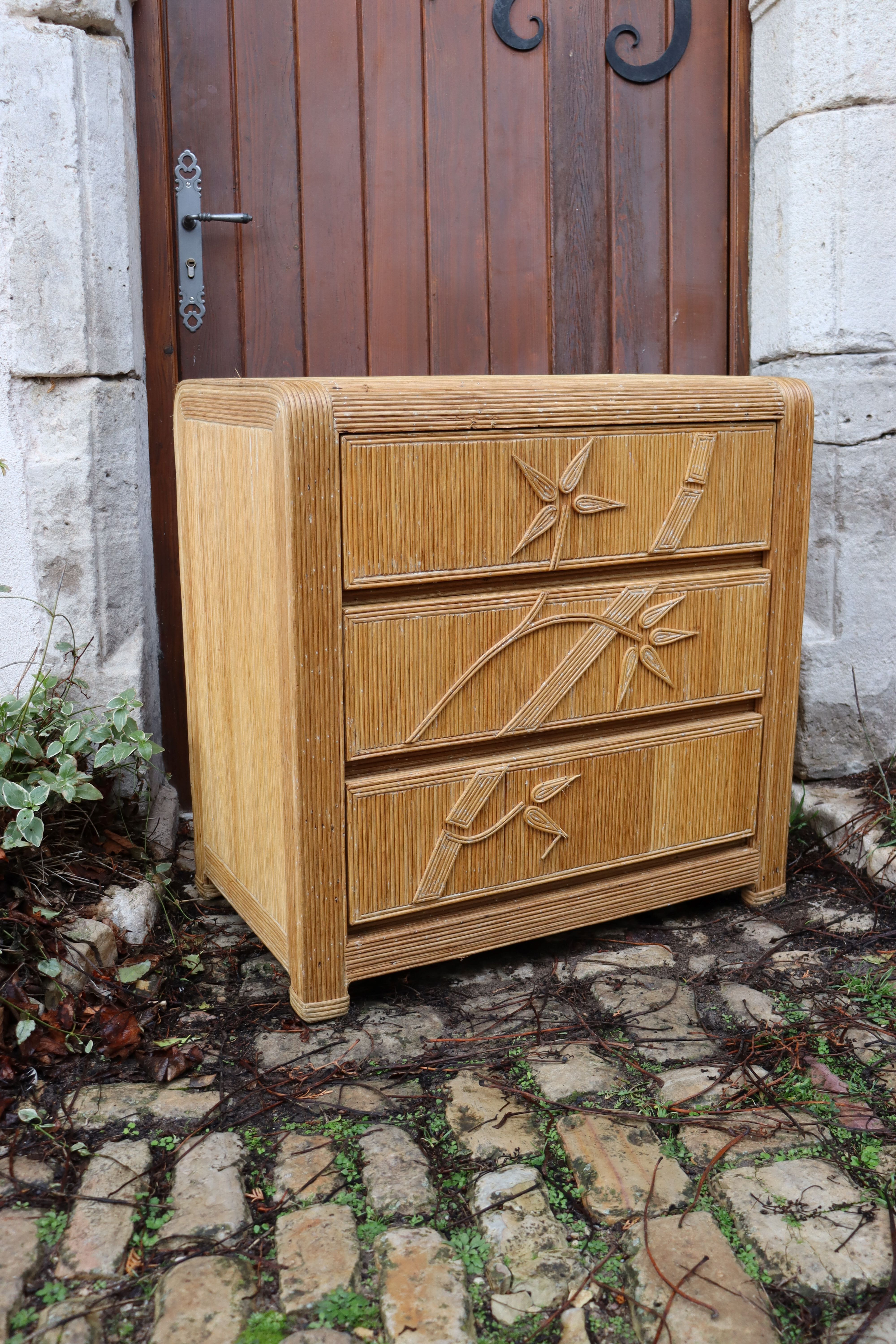 Rattan chest of drawers