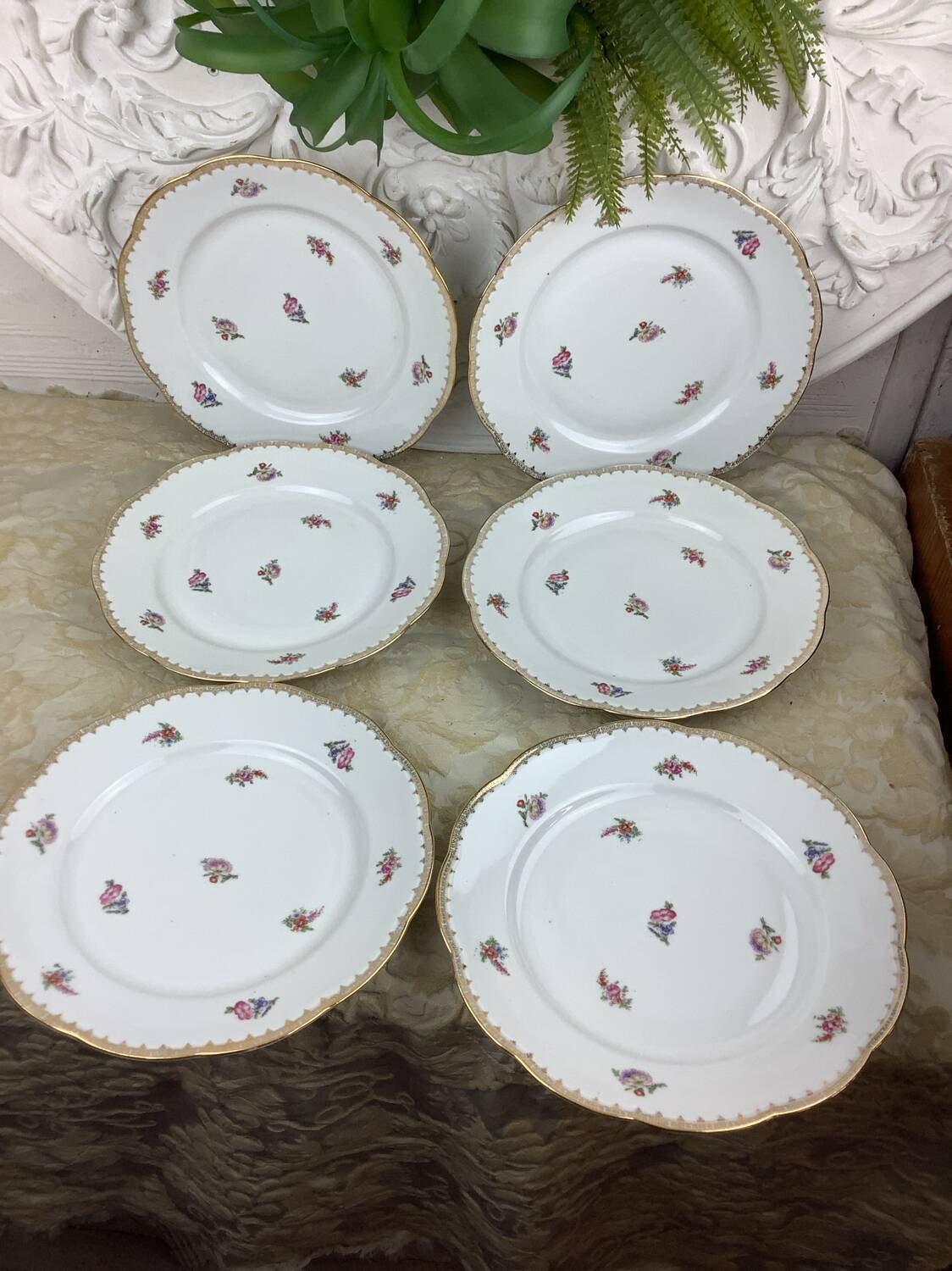 6 flat plates porcelain Limoges France