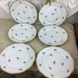 6 flat plates porcelain Limoges France