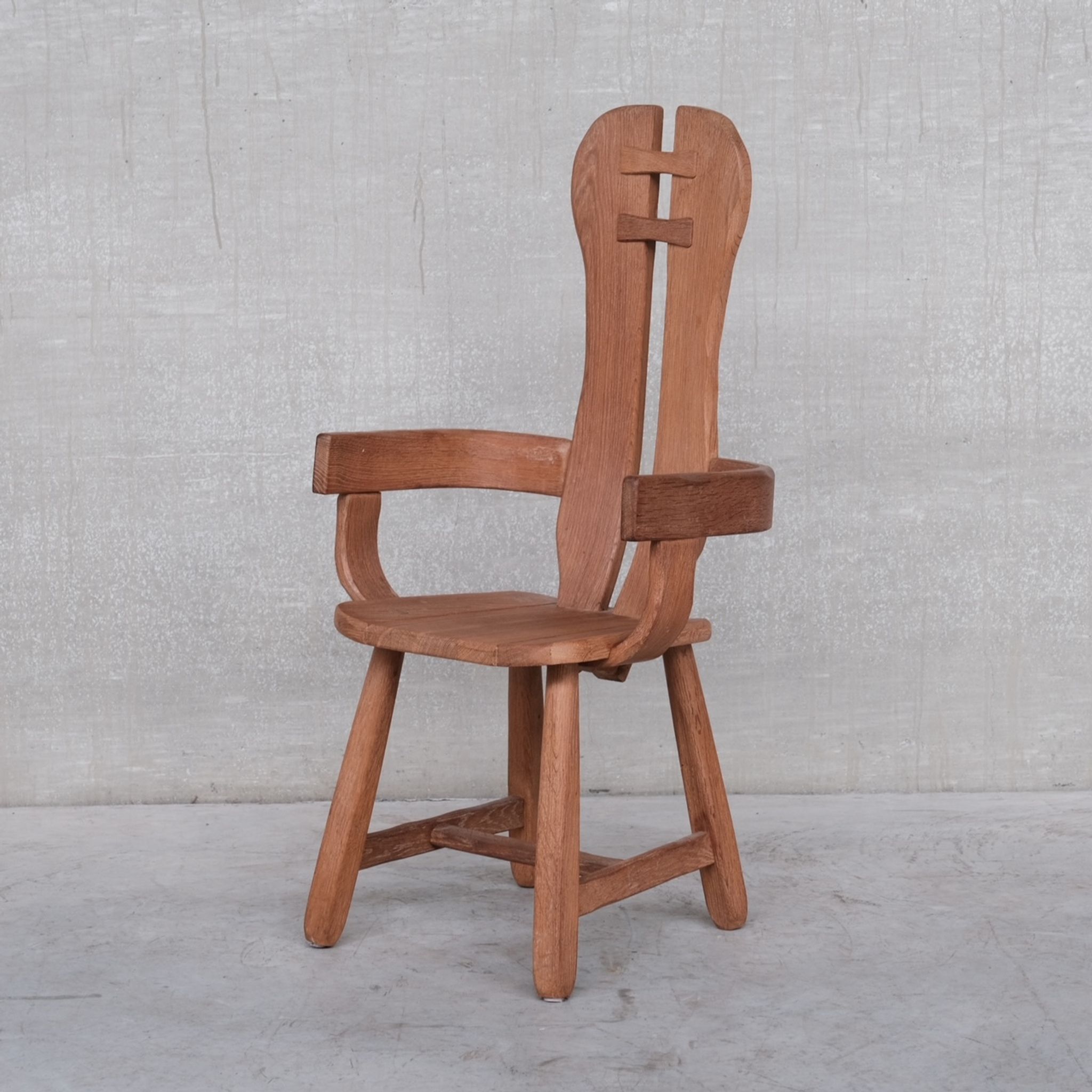 Belgium Oak Brutalist Mid-Century Chair by De Puydt