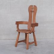 Belgium Oak Brutalist Mid-Century Chair by De Puydt