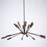Rare Stilnovo 16-Arm Brass Sputnik Chandelier – 92 cm Diameter – Italy, 195