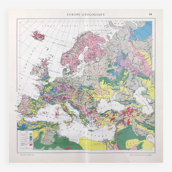 Old map of Europe 43x43cm from 1950